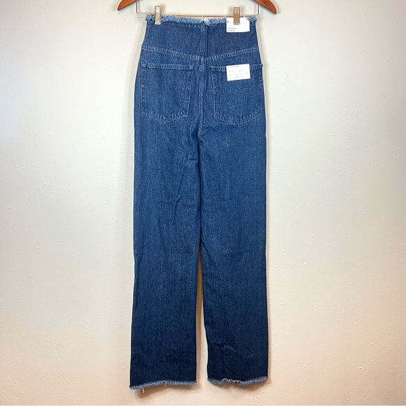 We Wore What Hi Rise Frayed Waistband Straight Women’s Indigo Jeans Sz 24 NWT - Picture 9 of 15